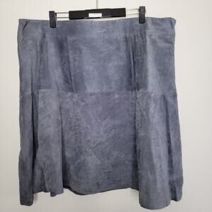 Hal Rubenstein Women Skirt Suede 24W Blue Midi Western‎ Lined
